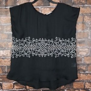 WAPI| Sheer Black & White Lace Blouse sz 2X